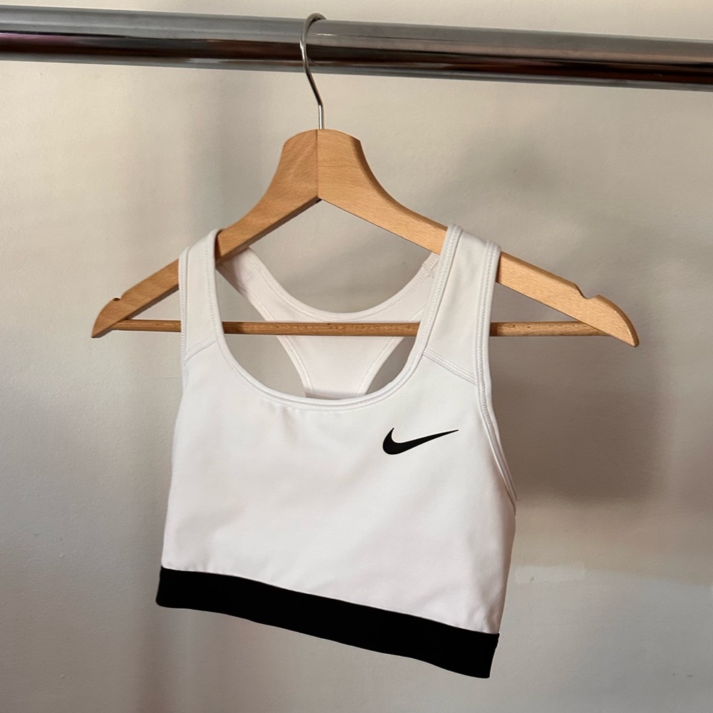Nike Women's White Sports Bra with Black Band
